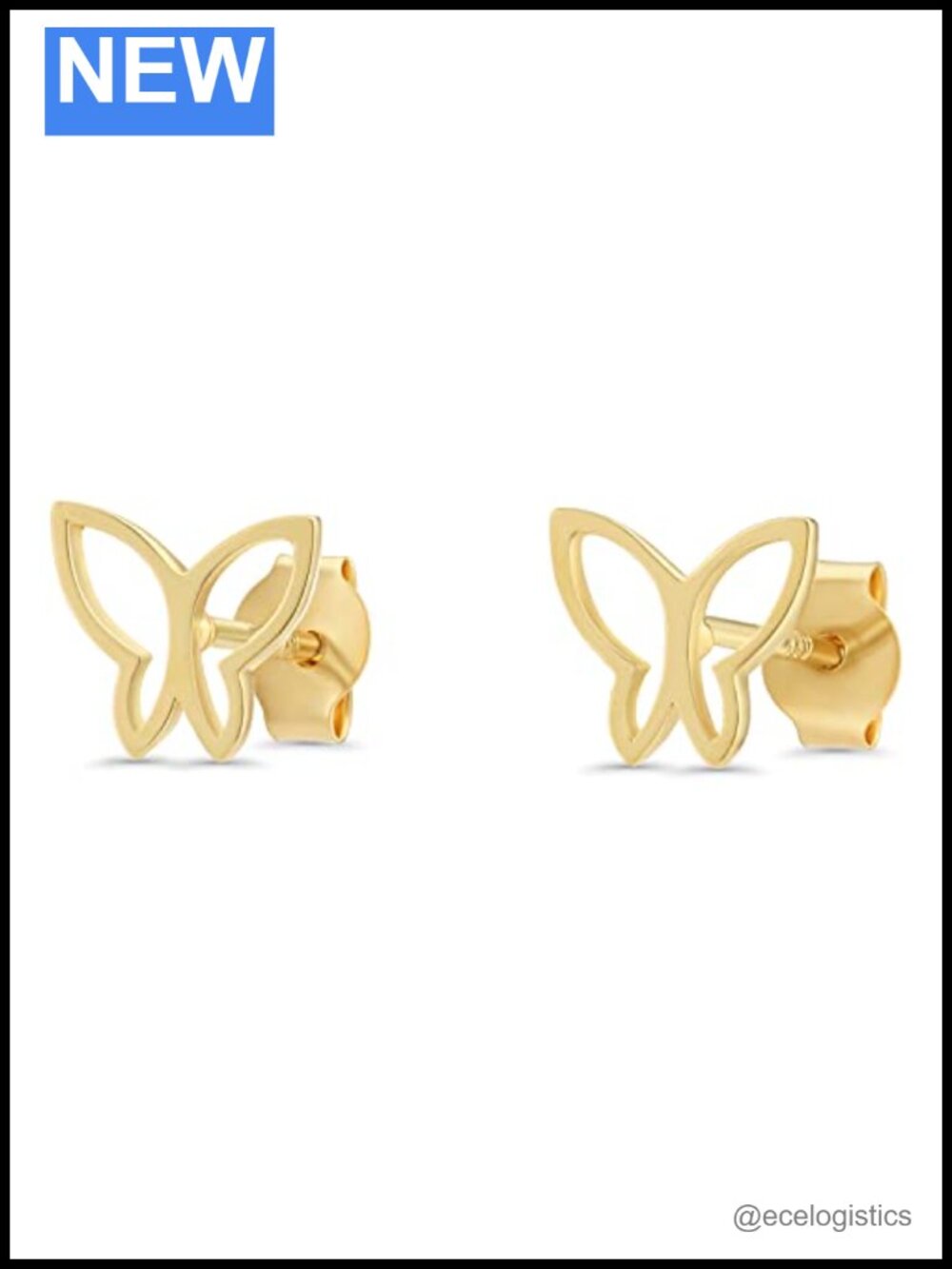 14k Yellow Gold Butterfly Stud Earrings